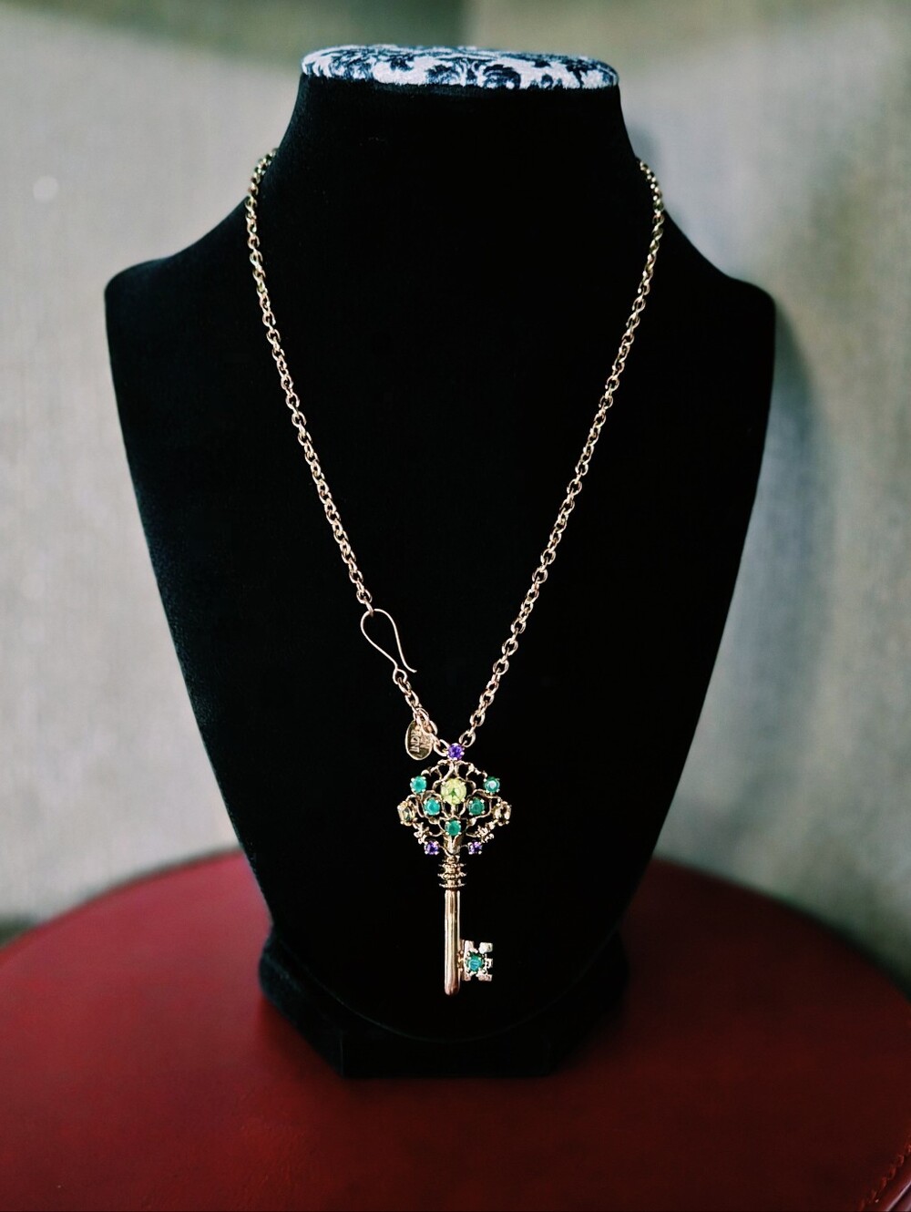 NICKY BUTLER Designer Bronze Collection Amethyst Chalcedony Key Pendant Necklace